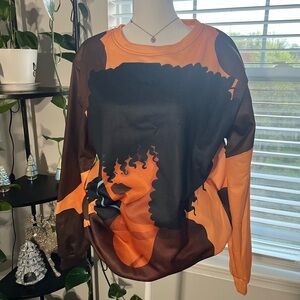 Orange and Black Graphic Sweatshirt